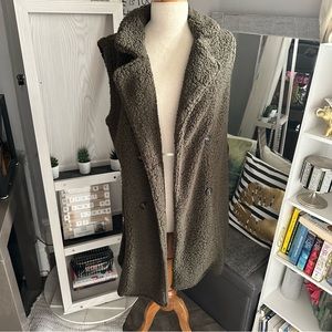Shein | teddy bear longline sleeveless jacket size small